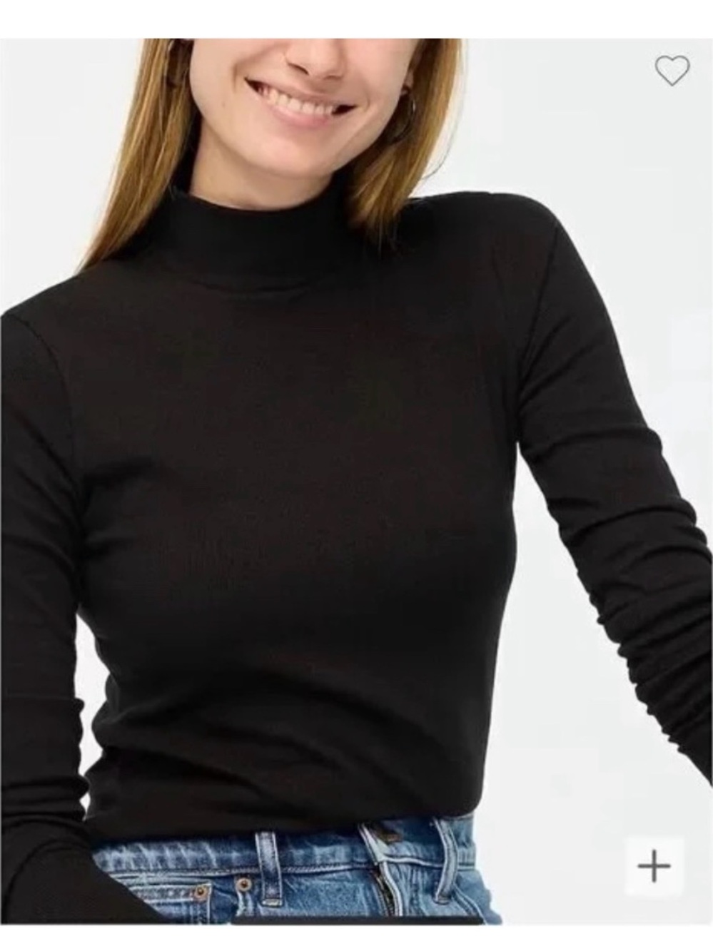 J Crew Black Mock Neck/Turtleneck Long-Sleeve Top